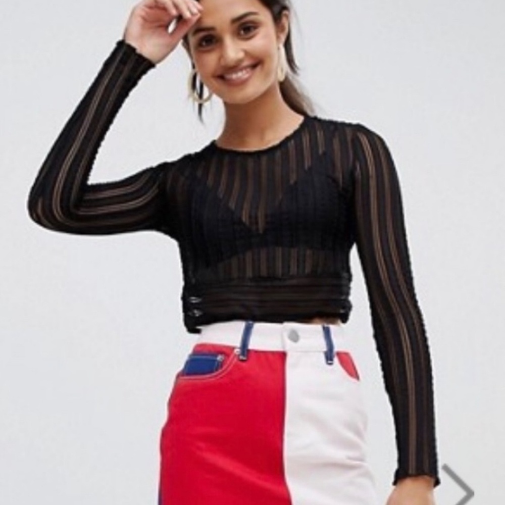 NWOT Bershka sheer striped top